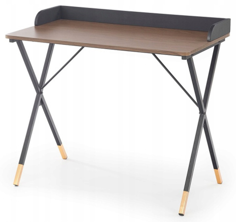 Halmar biurko B37 MDF laminowany orzech, stal czarny/złoty 90x50 Halmar biurko B37 MDF laminowany orzech, stal czarny/złoty 90x50