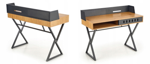 Halmar biurko B43 MDF okleinowany Dąb złoty / Czarny stal malowana 110x51 Halmar biurko B43 MDF okleinowany Dąb złoty / Czarny stal malowana 110x51
