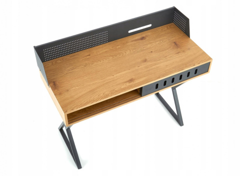 Halmar biurko B43 MDF okleinowany Dąb złoty / Czarny stal malowana 110x51 Halmar biurko B43 MDF okleinowany Dąb złoty / Czarny stal malowana 110x51