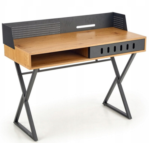 Halmar biurko B43 MDF okleinowany Dąb złoty / Czarny stal malowana 110x51 Halmar biurko B43 MDF okleinowany Dąb złoty / Czarny stal malowana 110x51