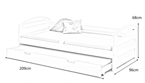 Halmar łóżko NATALIE 2 lite drewno, MDF lakierowany białe, wysuwany dolny materac Halmar łóżko NATALIE 2 lite drewno, MDF lakierowany białe, wysuwany dolny materac