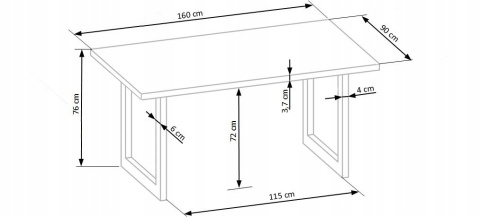 Halmar stół RADUS 160x90 drewno lite - dębowe kolor: dąb naturalny, stal malowana czarny Halmar stół RADUS 160x90 drewno lite - dębowe kolor: dąb naturalny, stal malowana czarny