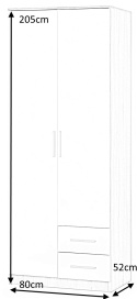 SZAFA DWUDRZWIOWA Z SZUFLADAMI NA UBRANIA LIMA S-2 Halmar DĄB SONOMA MDF laminat OBRZEŻA ABS szuflady SZAFA DWUDRZWIOWA Z SZUFLADAMI NA UBRANIA LIMA S-2 Halmar DĄB SONOMA MDF laminat OBRZEŻA ABS szuflady