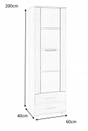 Halmar witryna LIMA W-1 biały połysk, płyta laminowana obrzeża ABS, szkło Halmar witryna LIMA W-1 biały połysk, płyta laminowana obrzeża ABS, szkło
