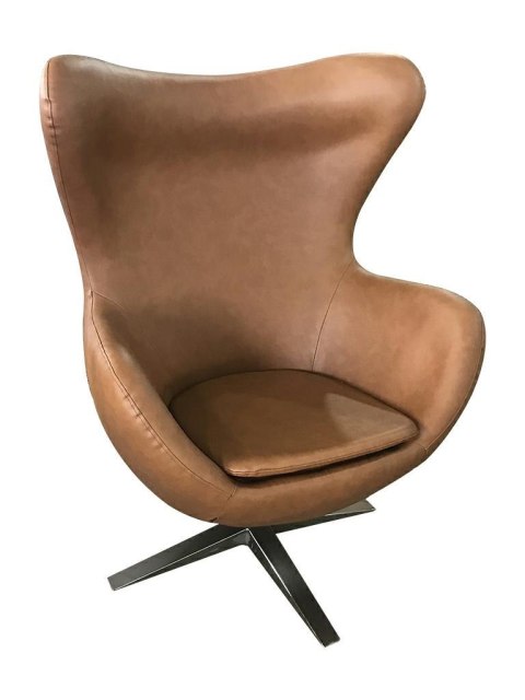 King Home Fotel EGG SZEROKI PU brązowy - relaksacyjny fotel obrotowy z funkcją bujania - kołyska - ekoskóra / stelaż chromowany King Home Fotel EGG SZEROKI PU brązowy - relaksacyjny fotel obrotowy z funkcją bujania - kołyska - ekoskóra / stelaż chromowany