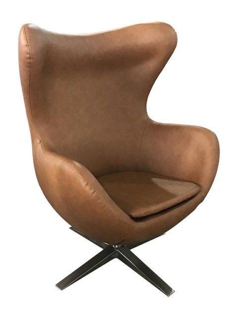 King Home Fotel EGG SZEROKI PU brązowy - relaksacyjny fotel obrotowy z funkcją bujania - kołyska - ekoskóra / stelaż chromowany King Home Fotel EGG SZEROKI PU brązowy - relaksacyjny fotel obrotowy z funkcją bujania - kołyska - ekoskóra / stelaż chromowany