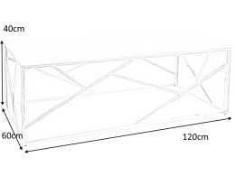 ŁAWA PROSTOKĄTNA ESCADA A II SZKŁO HARTOWANE BIAŁY EFEKT MARMURU/ STELAŻ ZŁOTY STAL NIERDZEWNA 120X60 SIGNAL