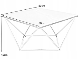SIGNAL ŁAWA STOLIK SILVER A KWADRATOWA SZKŁO HARTOWANE DYMIONE/ZŁOTY STAL NIERDZEWNA 80X80