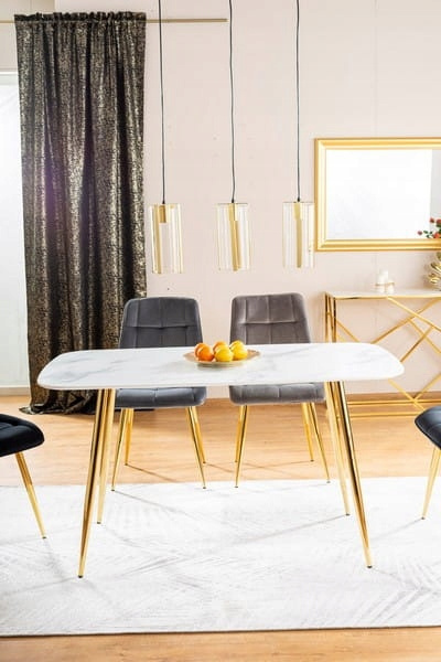 SIGNAL STÓŁ CERES MDF + SZKŁO BIAŁY EFEKT MARMURU/ZŁOTY STELAŻ METAL 140X80 SIGNAL STÓŁ CERES MDF + SZKŁO BIAŁY EFEKT MARMURU/ZŁOTY STELAŻ METAL 140X80