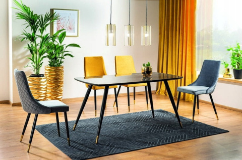 STÓŁ CYRYL I MDF + SZKŁO HARTOWANE CZARNY EFEKT KAMIENIA CZARNY / ZŁOTY METAL STLEAŻ 140X80 SIGNAL STÓŁ CYRYL I MDF + SZKŁO HARTOWANE CZARNY EFEKT KAMIENIA CZARNY / ZŁOTY METAL STLEAŻ 140X80 SIGNAL