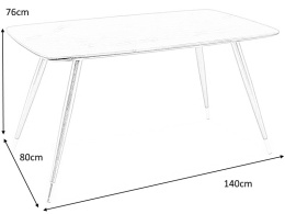 STÓŁ CYRYL I MDF + SZKŁO HARTOWANE CZARNY EFEKT KAMIENIA CZARNY / ZŁOTY METAL STLEAŻ 140X80 SIGNAL