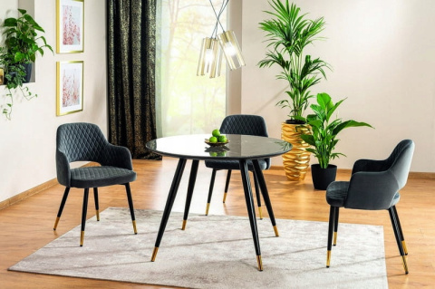 SIGNAL STÓŁ CYRYL II MDF + szkło hartowane CZARNY EFEKT KAMIENIA / CZARNO-ZŁOTY STELAŻ METAL FI 100 SIGNAL STÓŁ CYRYL II MDF + szkło hartowane CZARNY EFEKT KAMIENIA / CZARNO-ZŁOTY STELAŻ METAL FI 100