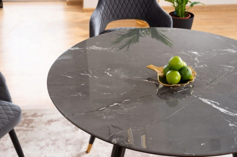 SIGNAL STÓŁ CYRYL II MDF + szkło hartowane CZARNY EFEKT KAMIENIA / CZARNO-ZŁOTY STELAŻ METAL FI 100 SIGNAL STÓŁ CYRYL II MDF + szkło hartowane CZARNY EFEKT KAMIENIA / CZARNO-ZŁOTY STELAŻ METAL FI 100