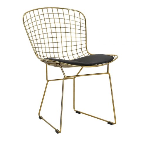 D2.DESIGN Krzesło Harry metalowe złote czarna poduszka, stabilne i wygodne D2.DESIGN Krzesło Harry metalowe złote czarna poduszka, stabilne i wygodne