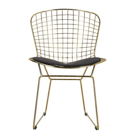 D2.DESIGN Krzesło Harry metalowe złote czarna poduszka, stabilne i wygodne D2.DESIGN Krzesło Harry metalowe złote czarna poduszka, stabilne i wygodne