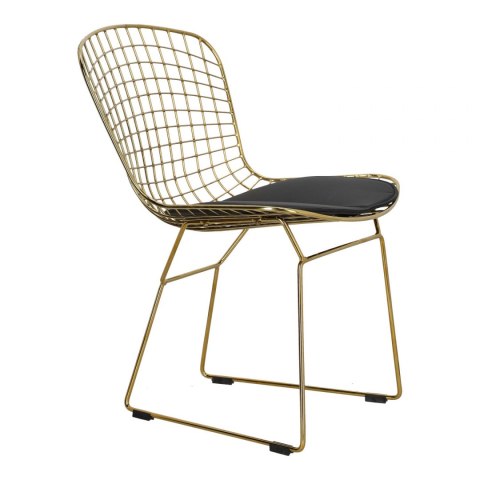 D2.DESIGN Krzesło Harry metalowe złote czarna poduszka, stabilne i wygodne D2.DESIGN Krzesło Harry metalowe złote czarna poduszka, stabilne i wygodne