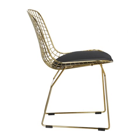 D2.DESIGN Krzesło Harry metalowe złote czarna poduszka, stabilne i wygodne D2.DESIGN Krzesło Harry metalowe złote czarna poduszka, stabilne i wygodne