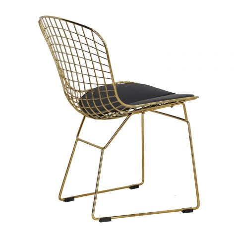 D2.DESIGN Krzesło Harry metalowe złote czarna poduszka, stabilne i wygodne D2.DESIGN Krzesło Harry metalowe złote czarna poduszka, stabilne i wygodne