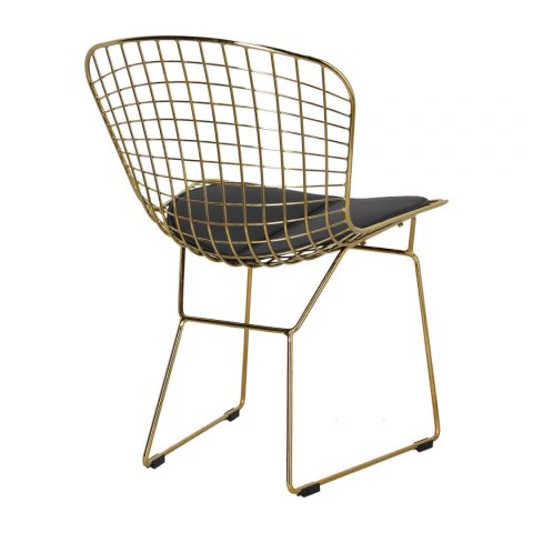 D2.DESIGN Krzesło Harry metalowe złote czarna poduszka, stabilne i wygodne D2.DESIGN Krzesło Harry metalowe złote czarna poduszka, stabilne i wygodne