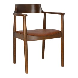 Intesi Krzesło do gabinetu Puma ciemnobrązowe z litego drewna - do kancelarii, biura, salonu