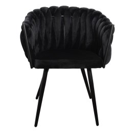 Intesi Krzesło do jadalni Tresse czarne - wygodne krzesło do stołu z podłokietnikami