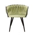 Intesi Krzesło do jadalni Tresse zielone - wygodne krzesło do stołu z podłokietnikami