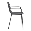 Intesi Krzesło Willy Arm Black z poduszką PU z ekoskóry - czarne metalowe krzesło z podłokietnikami Intesi Krzesło Willy Arm Black z poduszką PU z ekoskóry - czarne metalowe krzesło z podłokietnikami
