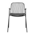 Intesi Krzesło Willy Arm Black z poduszką PU z ekoskóry - czarne metalowe krzesło z podłokietnikami