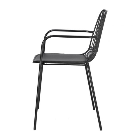 Intesi Krzesło Willy Arm Black z poduszką PU z ekoskóry - czarne metalowe krzesło z podłokietnikami Intesi Krzesło Willy Arm Black z poduszką PU z ekoskóry - czarne metalowe krzesło z podłokietnikami