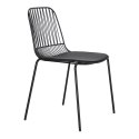 Intesi Krzesło Willy Black z poduszką PU z ekoskóry - matalowe czarne krzesło do restauracji recepcji jadalni kuchni