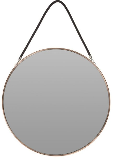 Intesi Lustro Alps 38 cm różowe złoto - okrągłe lustro na pasku z ekoskóry do salonu, przedpokoju Intesi Lustro Alps 38 cm różowe złoto - okrągłe lustro na pasku z ekoskóry do salonu, przedpokoju