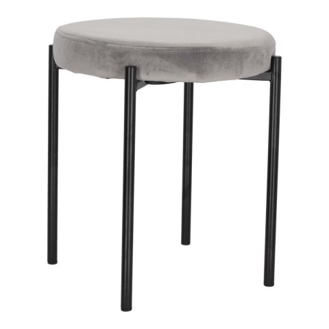 Intesi Stołek Taboret Madona VIC tapicerowany szary velvet - taboret - metalowe czarne nogi - możliwość sztaplowania Intesi Stołek Taboret Madona VIC tapicerowany szary velvet - taboret - metalowe czarne nogi - możliwość sztaplowania