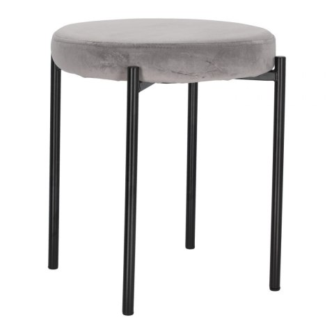 Intesi Stołek Taboret Madona VIC tapicerowany szary velvet - taboret - metalowe czarne nogi - możliwość sztaplowania Intesi Stołek Taboret Madona VIC tapicerowany szary velvet - taboret - metalowe czarne nogi - możliwość sztaplowania