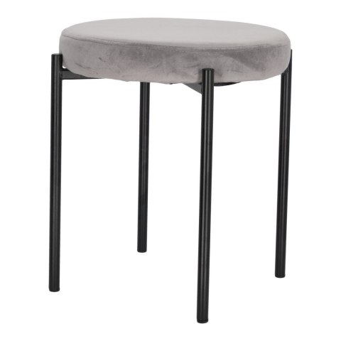 Intesi Stołek Taboret Madona VIC tapicerowany szary velvet - taboret - metalowe czarne nogi - możliwość sztaplowania Intesi Stołek Taboret Madona VIC tapicerowany szary velvet - taboret - metalowe czarne nogi - możliwość sztaplowania