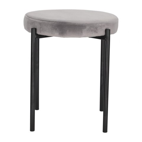 Intesi Stołek Taboret Madona VIC tapicerowany szary velvet - taboret - metalowe czarne nogi - możliwość sztaplowania Intesi Stołek Taboret Madona VIC tapicerowany szary velvet - taboret - metalowe czarne nogi - możliwość sztaplowania