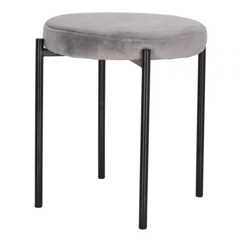 Intesi Stołek Taboret Madona VIC tapicerowany szary velvet - taboret - metalowe czarne nogi - możliwość sztaplowania Intesi Stołek Taboret Madona VIC tapicerowany szary velvet - taboret - metalowe czarne nogi - możliwość sztaplowania