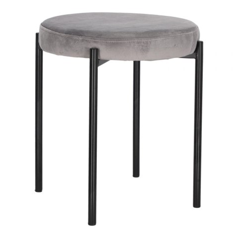 Intesi Stołek Taboret Madona VIC tapicerowany szary velvet - taboret - metalowe czarne nogi - możliwość sztaplowania Intesi Stołek Taboret Madona VIC tapicerowany szary velvet - taboret - metalowe czarne nogi - możliwość sztaplowania