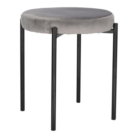 Intesi Stołek Taboret Madona VIC tapicerowany szary velvet - taboret - metalowe czarne nogi - możliwość sztaplowania Intesi Stołek Taboret Madona VIC tapicerowany szary velvet - taboret - metalowe czarne nogi - możliwość sztaplowania