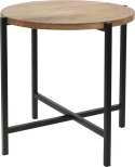 Intesi Stolik kawowy Ragna okrągły fi42 cm - blat z litego drewna mango nogi metal malowany proszkowo stolik okolicznościowy Intesi Stolik kawowy Ragna okrągły fi42 cm - blat z litego drewna mango nogi metal malowany proszkowo stolik okolicznościowy