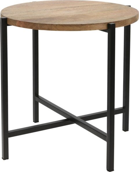 Intesi Stolik kawowy Ragna okrągły fi42 cm - blat z litego drewna mango nogi metal malowany proszkowo stolik okolicznościowy Intesi Stolik kawowy Ragna okrągły fi42 cm - blat z litego drewna mango nogi metal malowany proszkowo stolik okolicznościowy