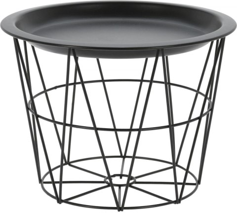 INTESI Stolik kosz Cocotte czarny - metalowy stolik okrągły do salonu / sypialni z funkcją przechowywania INTESI Stolik kosz Cocotte czarny - metalowy stolik okrągły do salonu / sypialni z funkcją przechowywania