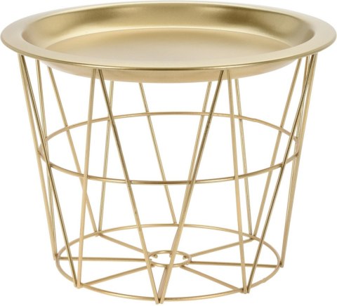 Stolik/kosz Cocotte złoty - stolik okrągły do salonu/ sypialni z funkcją przechowywania