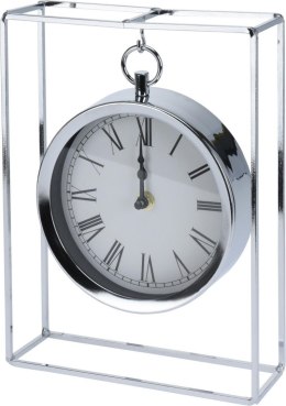 Intesi Zegar Barrera srebrny - zegar stołowy na metalowym chromowanym stojaku