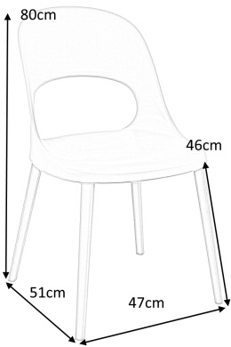King Home Krzesło BUKO szare - polipropylen, lekkie i wygodne