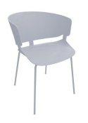 King Home Krzesło GARRET jasnoszare - polipropylen, metal - nowoczesne krzesło do jadalni, biura
