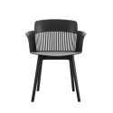 King Home Krzesło TORRE czarne - polipropylen, ażurowe oparcie, podłokietniki