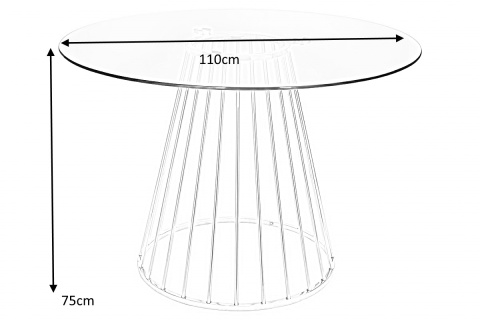 King Home Stół GLAM GLASS 110 okrągły - szkło hartowane typu FLOAT, złota podstawa metal fi 110 King Home Stół GLAM GLASS 110 okrągły - szkło hartowane typu FLOAT, złota podstawa metal fi 110