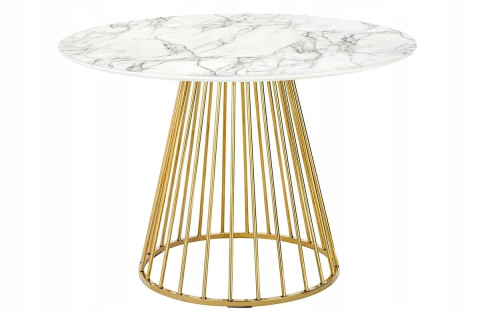 STÓŁ OKRĄGŁY GLAM MARBLE King Home MDF + okleina IMITACJA MARMURU złota podstawa metal fi 110 STÓŁ OKRĄGŁY GLAM MARBLE King Home MDF + okleina IMITACJA MARMURU złota podstawa metal fi 110