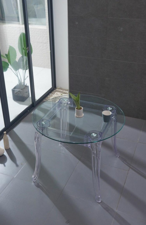 King Home Stół KING ROUND fi 90 transparentny - poliwęglan, szkło hartowane King Home Stół KING ROUND fi 90 transparentny - poliwęglan, szkło hartowane