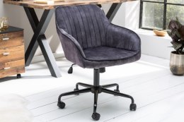 Invicta Interior INVICTA krzesło biurkowe TURIN - fotel ciemnoszary aksamit, metal